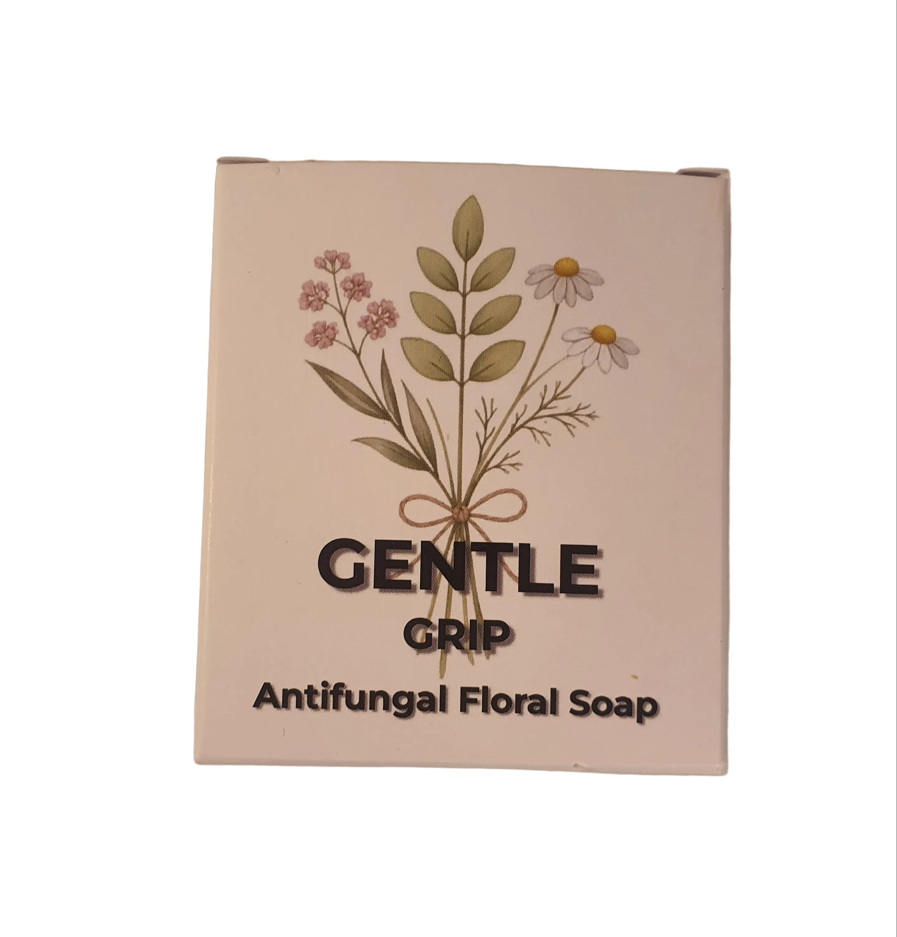 Box of Gentle Grip Antifungal Floral Soap on a light background